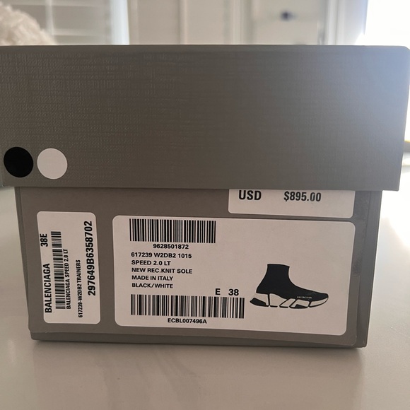 Balenciaga Black and White Knit Sole Speed 2.0 LT - Picture 1 of 7